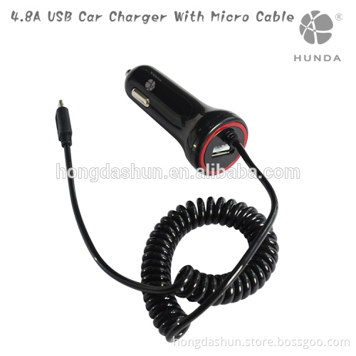 safety micro usb cable 4.8A 1 port usb auto car charger adapter